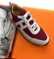 sneakers hermes miles cuir et une toile rouge